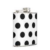 Schwarze Polka Punkte auf Weiß Flachmann (Rechts)