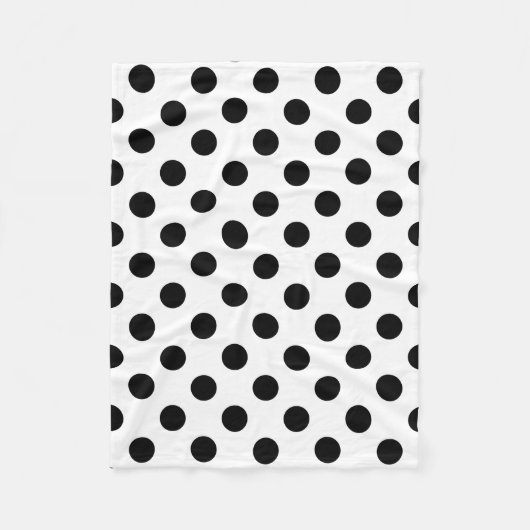 Schwarze Polka Punkte auf weiß Fleecedecke (Vorderseite)