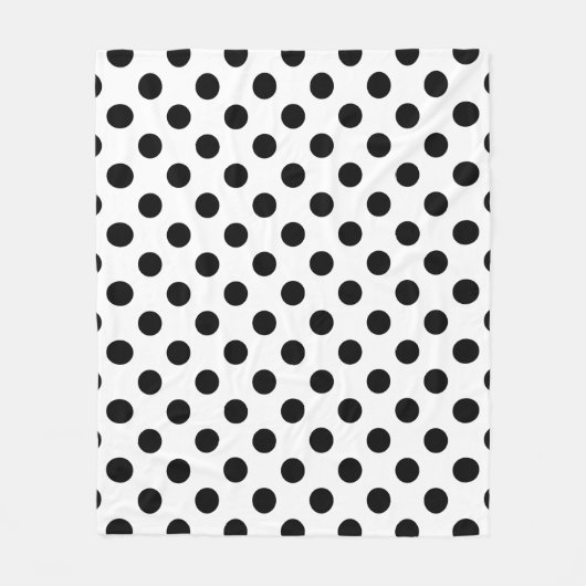 Schwarze Polka Punkte auf weiß Fleecedecke (Vorderseite)