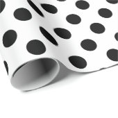 Schwarze Polka Punkte auf weiß Geschenkpapier (Rolleneckpunkt)