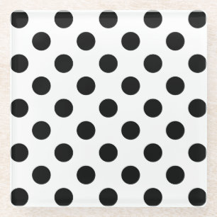 Schwarze Polka Punkte auf weiß Glasuntersetzer