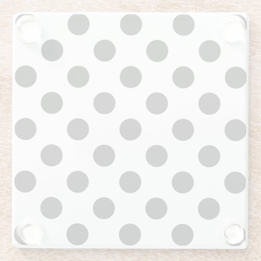 Schwarze Polka Punkte auf weiß Glasuntersetzer (Rückseite)