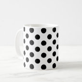 Schwarze Polka Punkte auf weiß Kaffeetasse (Vorderseite Links)