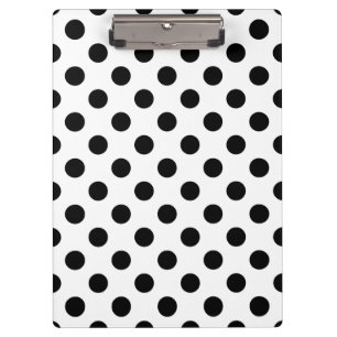 Schwarze Polka Punkte auf weiß Klemmbrett