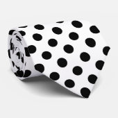 Schwarze Polka Punkte auf weiß Krawatte (Gerollt)