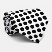 Schwarze Polka Punkte auf Weiß Krawatte (Gerollt)