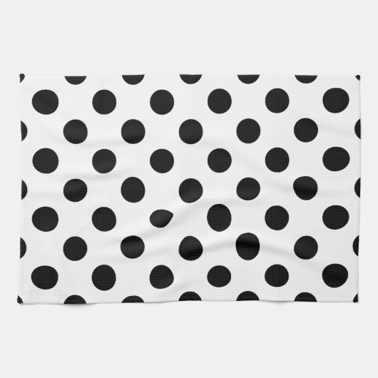 Schwarze Polka Punkte auf weiß Küchentuch (Horizontal)
