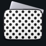 Schwarze Polka Punkte auf weiß Laptopschutzhülle<br><div class="desc">Schwarze Polka Punkte auf weiß</div>