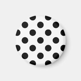 Schwarze Polka Punkte auf weiß Magnet