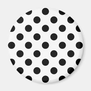 Schwarze Polka Punkte auf weiß Magnet