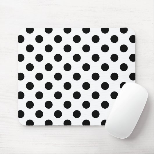 Schwarze Polka Punkte auf weiß Mousepad (Mit Mouse)