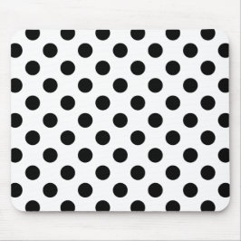 Schwarze Polka Punkte auf weiß Mousepad