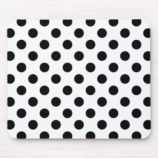 Schwarze Polka Punkte auf weiß Mousepad (Vorne)