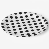 Schwarze Polka Punkte auf weiß Pappteller (Schrägansicht)