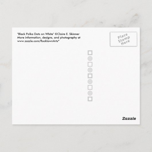 Schwarze Polka Punkte auf Weiß Postkarte (Rückseite)