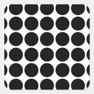 Schwarze Polka Punkte auf Weiß Quadratischer Aufkleber