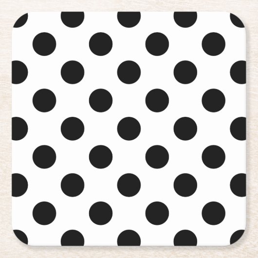 Schwarze Polka Punkte auf weiß Rechteckiger Pappuntersetzer (Vorderseite)