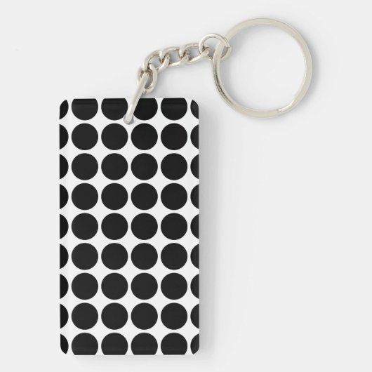Schwarze Polka Punkte auf Weiß Schlüsselanhänger (Rückseite)