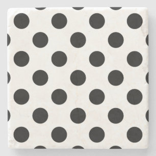 Schwarze Polka Punkte auf weiß Steinuntersetzer
