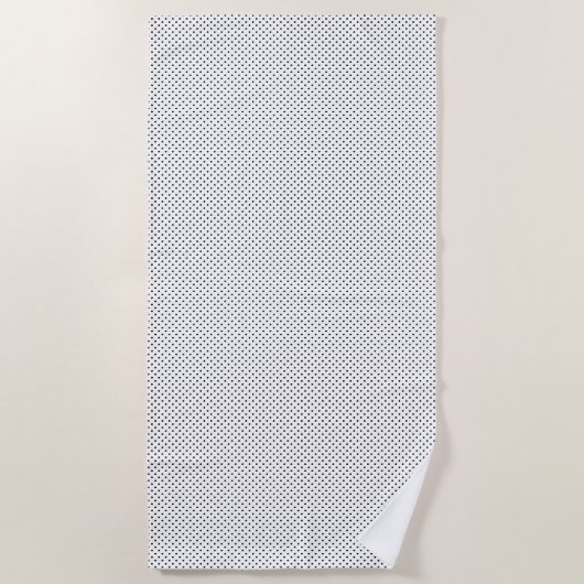 Schwarze Polka Punkte auf Weiß Strandtuch (Vorderseite)