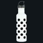 Schwarze Polka Punkte auf weiß Trinkflasche<br><div class="desc">Schwarze Polka Punkte auf weiß</div>