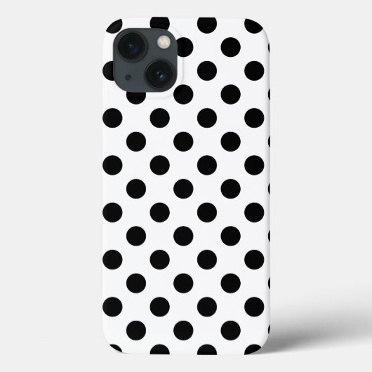 Schwarze Polka Punkte auf weißem Fall Case-Mate iP iPhone Hülle (Rückseite)