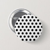 Schwarze Polka Punkte auf weißem Hintergrund Button (Vorne & Hinten)