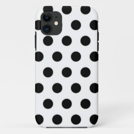 Schwarze Polka Punkte auf weißem Hintergrund iPhone 11 Hülle