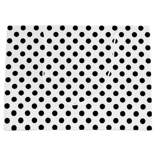 Schwarze Polka Punkte auf weißem Hintergrund Große Geschenktüte (Vorderseite)