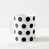 Schwarze Polka Punkte auf weißem Hintergrund Kaffeetasse (Vorderseite Links)