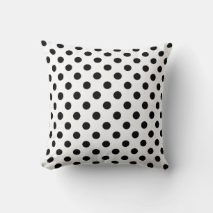 Schwarze Polka Punkte auf weißem Hintergrund Kissen