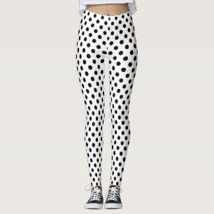 Schwarze Polka Punkte auf weißem Hintergrund Leggings
