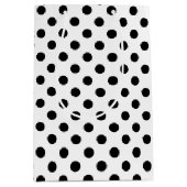 Schwarze Polka Punkte auf weißem Hintergrund Mittlere Geschenktüte (Vorderseite)