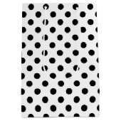 Schwarze Polka Punkte auf weißem Hintergrund Mittlere Geschenktüte (Rückseite)