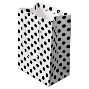 Schwarze Polka Punkte auf weißem Hintergrund Mittlere Geschenktüte