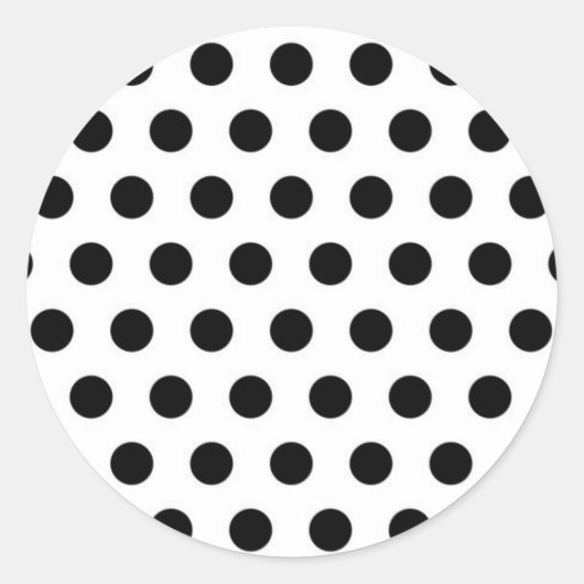 Schwarze Polka Punkte auf weißem Hintergrund Runder Aufkleber (Vorderseite)