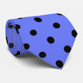 Schwarze Polka-Punkte blaue Krawatte (Gerollt)