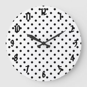 schwarze Polka-Punkte im weißen Hintergrund Große Wanduhr