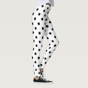 Schwarze Polka-Punkte-Medium auf weiß Leggings