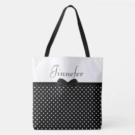 Schwarze Polka-Punkte mit Papillon Tasche