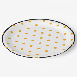 Schwarze Polka-Punkte Pappteller