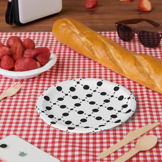 Schwarze Polka-Punkte, Polka-Dot-Muster, Punkte, g Pappteller (Picknick)