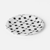 Schwarze Polka-Punkte, Polka-Dot-Muster, Punkte, g Pappteller (Schrägansicht)