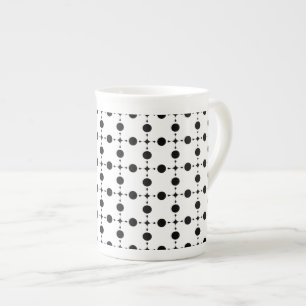 Schwarze Polka-Punkte, Polka-Dot-Muster, Punkte, g Porzellantasse