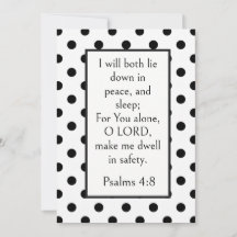 Schwarze Polka-Punkte, Psalm 4:8 Bibelvers, Friedl