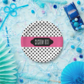 Schwarze Polka-Punkte und benutzerdefinierte Telle Pappteller (Party)