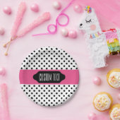 Schwarze Polka-Punkte und benutzerdefinierte Telle Pappteller (Party)