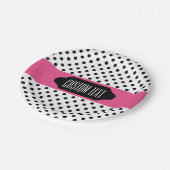 Schwarze Polka-Punkte und benutzerdefinierte Telle Pappteller (Schrägansicht)