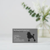 Schwarze Poodle-Silhouette (Standard, Extravagante Visitenkarte (Stehend Vorderseite)