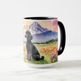 Schwarze Poodle-Tasse, individuell anpassbarer Son Tasse